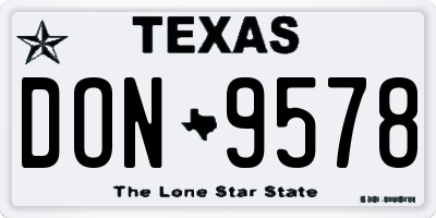 TX license plate DON9578