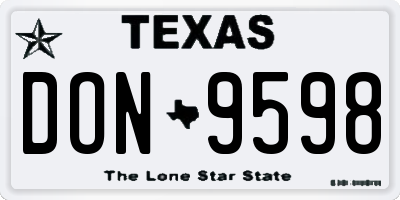 TX license plate DON9598