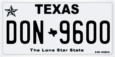 TX license plate DON9600