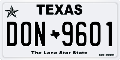 TX license plate DON9601