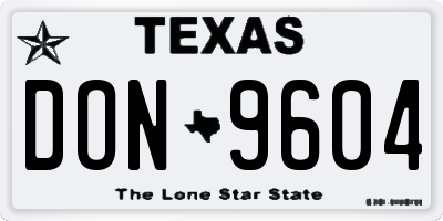 TX license plate DON9604