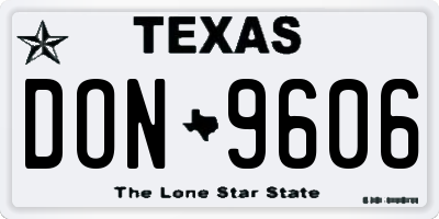 TX license plate DON9606