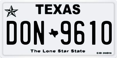 TX license plate DON9610