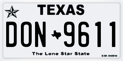 TX license plate DON9611
