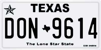 TX license plate DON9614