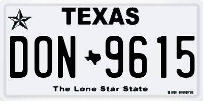 TX license plate DON9615