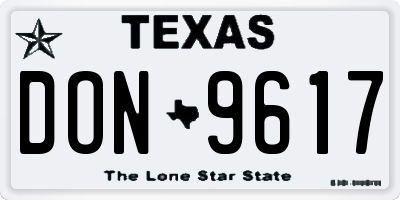 TX license plate DON9617