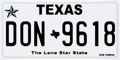 TX license plate DON9618
