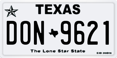TX license plate DON9621