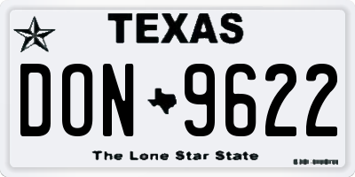 TX license plate DON9622