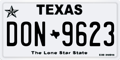 TX license plate DON9623