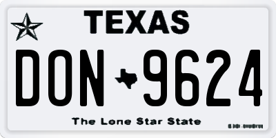 TX license plate DON9624