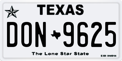 TX license plate DON9625