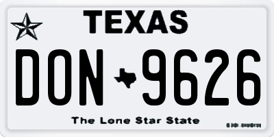 TX license plate DON9626