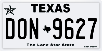 TX license plate DON9627