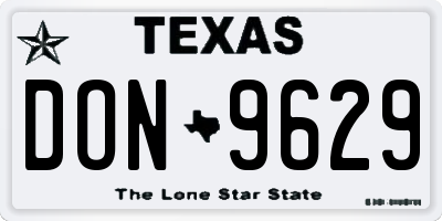 TX license plate DON9629