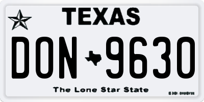 TX license plate DON9630