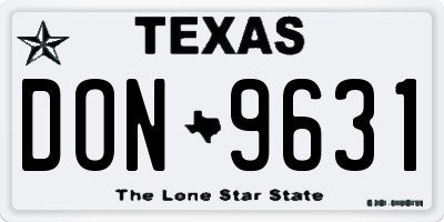 TX license plate DON9631