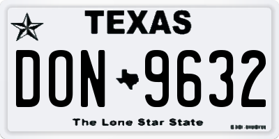 TX license plate DON9632