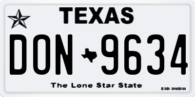 TX license plate DON9634
