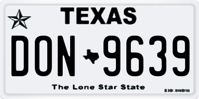 TX license plate DON9639