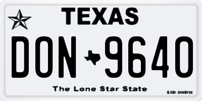 TX license plate DON9640