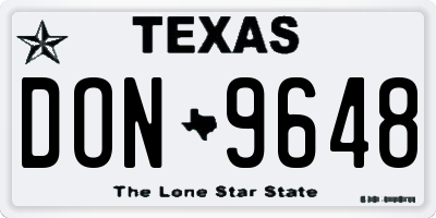 TX license plate DON9648