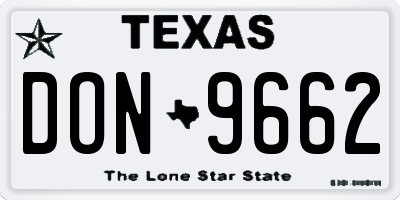 TX license plate DON9662