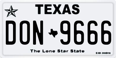TX license plate DON9666