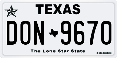 TX license plate DON9670