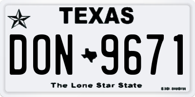 TX license plate DON9671