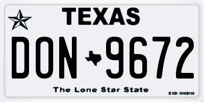 TX license plate DON9672