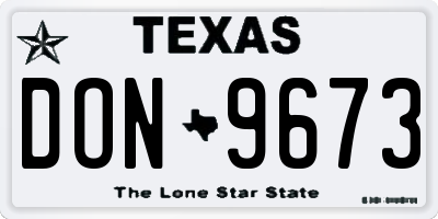 TX license plate DON9673