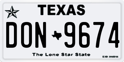 TX license plate DON9674