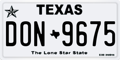 TX license plate DON9675