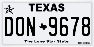 TX license plate DON9678