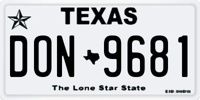 TX license plate DON9681