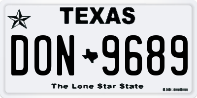 TX license plate DON9689