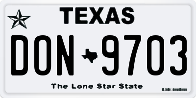 TX license plate DON9703
