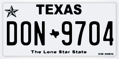 TX license plate DON9704