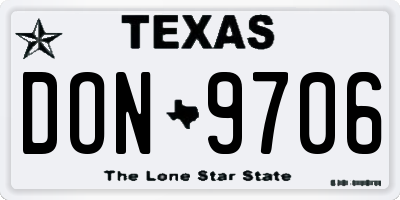 TX license plate DON9706