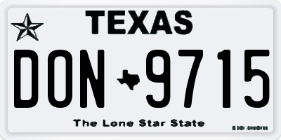 TX license plate DON9715