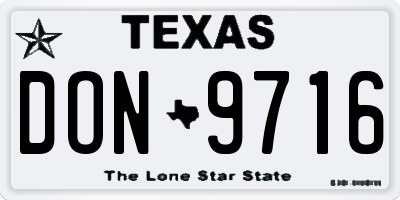TX license plate DON9716