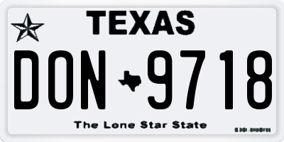 TX license plate DON9718