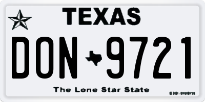 TX license plate DON9721