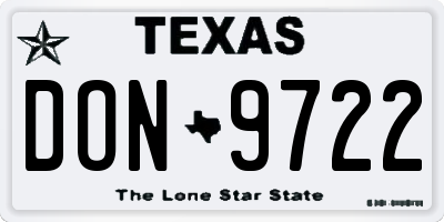 TX license plate DON9722