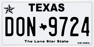 TX license plate DON9724