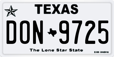 TX license plate DON9725