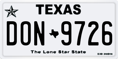 TX license plate DON9726