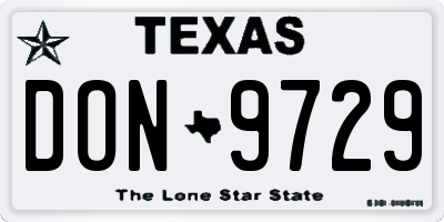 TX license plate DON9729